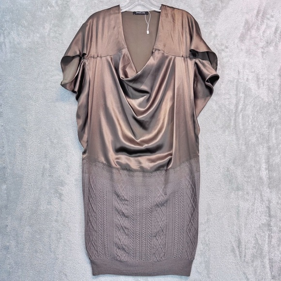 Express Dresses & Skirts - Patricia Pepe Dress Size EU 11 Italian Designer Silk Wool Shift Draped Silk Wool